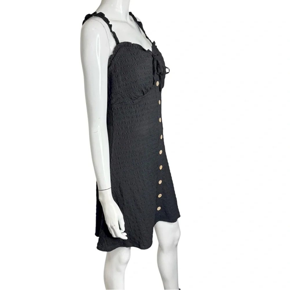 4/$40 No Boundaries Black Button-Front Mini‎ Dress